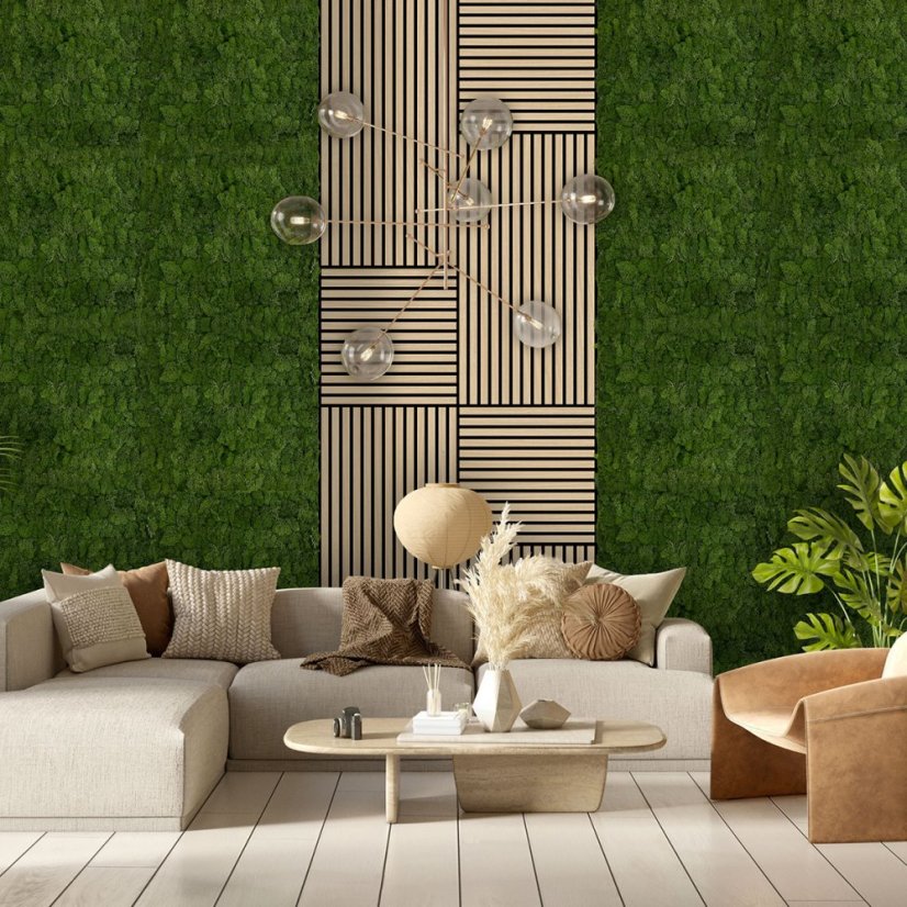 Přírodní mechový obkladový panel Jangal Modular Wall Nature Moss DARK GREEN 11103, 520 x 520mm, 0,2704m²
