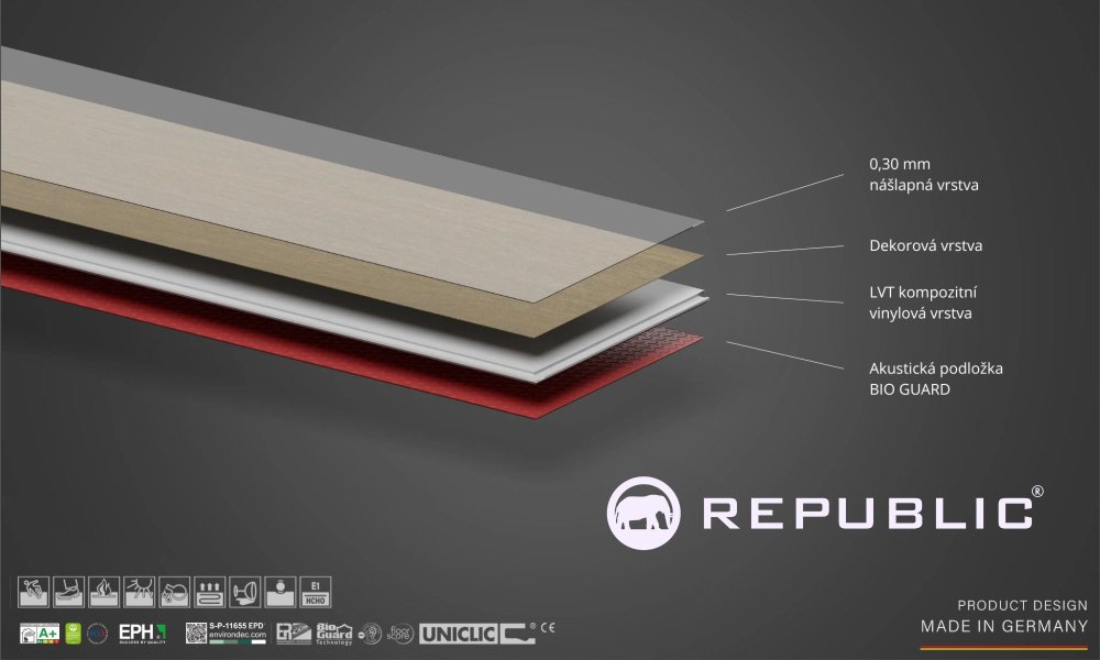REPUBLIC® Floor – The BIGGER5™ - Wolf - Tloušťka (užitné) nášlapné vrstvy - 0,3 mm